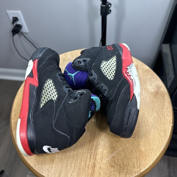 Nike Air Jordan 5 Retro Top 3” Black Fire Red Metallic Grape CZ2990-001 Size 11c - Picture 4 of 7